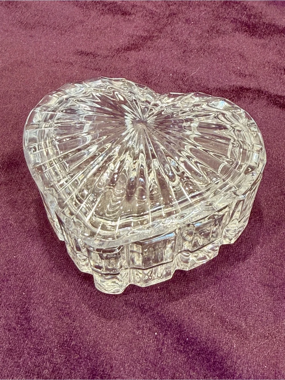 Vintage Lead Crystal Heart Shaped Trinket Box with Lid